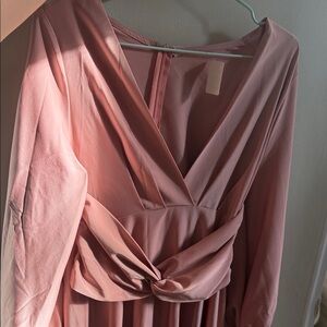 Chic Long Sleeve Pink Dress Wedding Guest, Bridesmaid